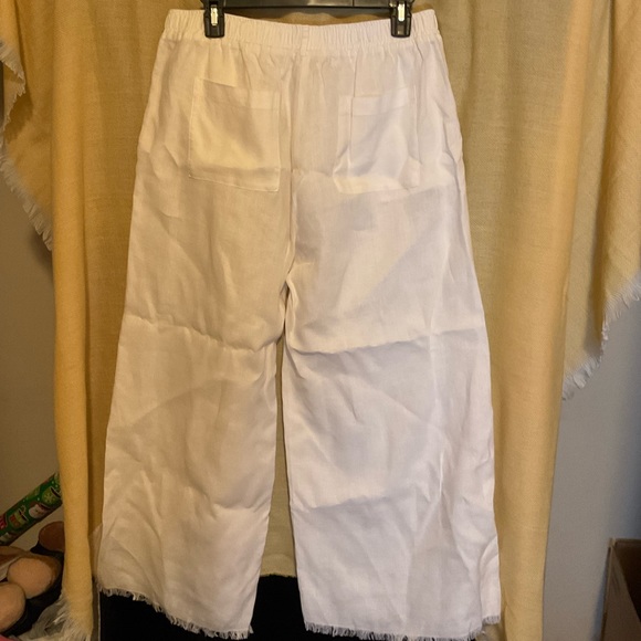gold hawk wide-leg cusual White pants Sz L - Picture 2 of 4